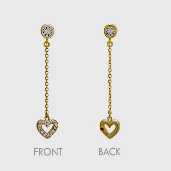 14K Gold Vermeil Cubic Zirconia ”Love on a Chain” Earring-Boutique - Picture 3 of 6